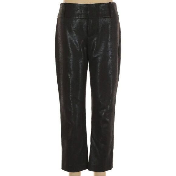 Alice + Olivia Small Faux Leather Black w Subtle Snake Pattern Cropped Pants Siz - Picture 1 of 10